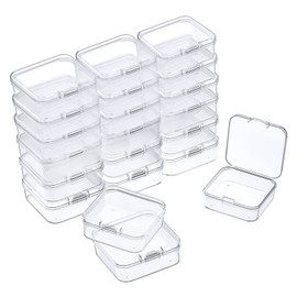 24 Pack Small Clear Plastic Beads Storage Box,Containers Dividers Box,for Storage of Small Items, Crafts, Jewelry, Hardware.