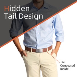 Zitahli Ratchet Belt for Men,Upgraded Tail Hidden Design mens belt Leather for Dress Pant Shirt Oxfords,Micro Adjustable 34"-40"