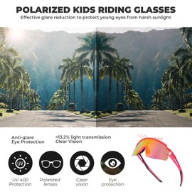 ROCKBROS Children's Cycling Polarized Sunglasses UV400 Protection Sports Kids Youth Glasses TR90 Flexible Frame for Boys Girls Outdoor Sports