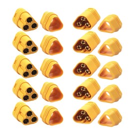 VUNIVERSUM Premium MT60 3 Pin Gold Plug Socket for Multirotor Copter Brushless Motor to Regulator Reverse Polarity Proof Male Female Connector 60 A Model Making 5 x Pairs (10 Pieces)