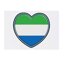 'Sierra Leone Flag Heart' Temporary Tattoo - Water Resistant, Skin-Safe, Non-Toxic Transfer (TO00062943)
