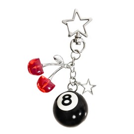 Nhemeylp 8 Ball Keychain Cherry Keychain Eight Ball Keychains for Women Cute Cherry Keychain Bag Charms for Handbags Purse Accessories with 8 Ball Design Creative Key Chain (Star)