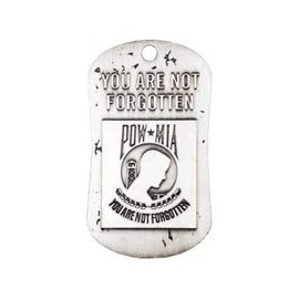 Shields of Strength POW*MIA Antique Finish Dog Tag Necklace-Joshua 1:9 (4 Pack)