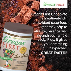 Greens First - Chocolate - Superfoods, Extracts & Concentrates, Nutrient Rich Antioxidant Power of 15+ Servings of Fruits - 28.74 Ounce 60 Servings