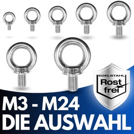Eye Bolt Stainless Steel M3-M24 | Eye Bolt Ring Eyelet, Screw Eye VA4 Stainless Steel AISI316 | Eye Bolt M20 Pack of 1