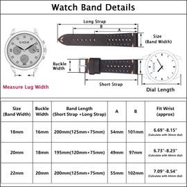 EACHE Rally Racing Leather Watch Bands Perforated 20mm Leather Watch Straps Oil Waxed Leather Straps Retro Brown