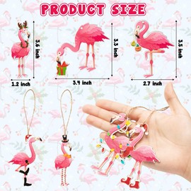 Haooryx Flamingo Hanging Ornaments - 37PCS Flamingo Wood Hanging Ornaments Pink Flamingo Wooden Decorations Animal Slices Tag Holiday Winter New Year Party Tree Decor