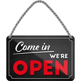 HS567 "We re OPEN - Come In" 18 x 12 cm Business Shop Door Tin Sign Hanging Sign