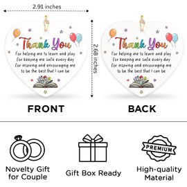 Thank You Gifts for Teacher Ceramic Ornaments, Hanging Ceramic Heart Ornament Plaque Sign, Teacher Appreciation Gifts from Student Thank You for Helping Me Teacher Ornament Keepsake