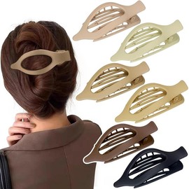 6 count Matte Hair Claw Clip Accessories,  Concord Flat Lay Down Claw Barrettes for Thick Thin Hair, Strong Hold Nonslip Cute Hair Clips Grip for Women  Holiday Christmas Gift - Colour: Style D