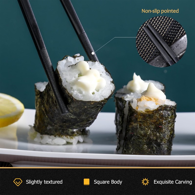 HuaLan Reusable Fiberglass Chopsticks Set, Dishwasher-Safe Chopstick, Non-Slip Design Chop