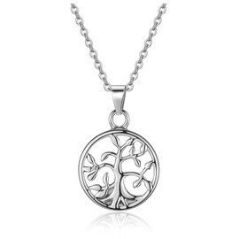 Jovivi Tree of Life Urn Necklaces Urn Necklaces Tree of Life Urn Pendant Necklace for Ashes Memorial Chain for Filling Ash Amulet Memorial Jewellery Keepsake Jewellery for Men and Women, Stainless