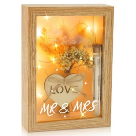 Money Gift Box for Special Occasions - Gift Idea for Wedding, Christening or Birthday with Wooden Frame, Dried Flowers, Test Tube (Wedding)