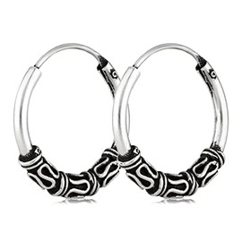 NKlaus Silver Pair of 925 Sterling Silver Earrings Celtic Hoop Earrings Gothic Celtic Ear Piercing 16 mm 5042, Sterling Silver, No Gemstone