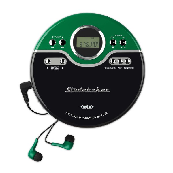 Studebaker Green Retro Portable CD Player | CD-R/RW MP3 Playback