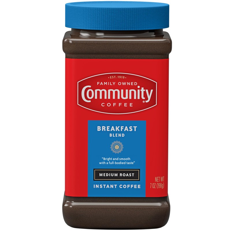 Community Coffee Breakfast Blend Instant Coffee, Medium Roast, 7 Ounce