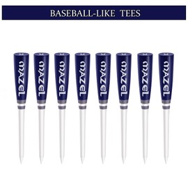 MAZEL Natural Wood/Bamboo Golf Tees 2 3/4 Inch & 3 1/4 Inch,Pack 50 or 120,Reduce Friction & Side Spin,More Stable Golf Tees (50 Pack(25 * 2-3/4"+25 * 3-1/4"),Blue White)