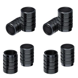 Tyre Valve Dust Caps, Black, 8 pcs/Pack, Anodized Aluminum Tyre Dust Cap Set, Corrosion Resistant, Universal Tyre Valve Stem Covers for Cars Trucks Motorcycles SUVs and Bikes