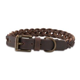 Greased Leather Braided Dog Collar - Robust Handmade Leather Collar - High-Quality Buffalo Leather Collar Clarissa (S (31.0-40.0 cm)