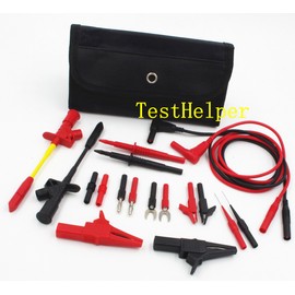 TestHelper TH-10-KIT Insulation 4mm Banana Test Lead Probe Clip Lantern Fork Tip Spring Crocodile Alligator Adaptor Multimeter Accessory Kit