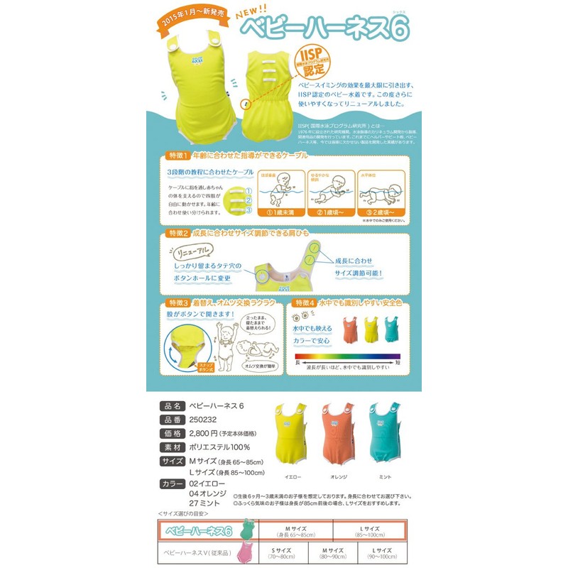 FOOTMARK(フットマーク) 幼児用 水着 ベビー水着 ベビーハーネス6 250232 ミント(27) L