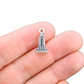 Bohemian Findings 8 Empire State Building Antique Silver Tone Charms 3D - SC1977