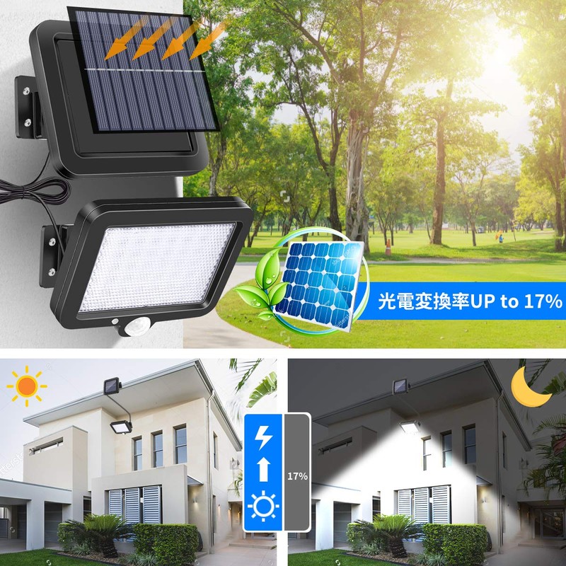 Hibao Sensor Light, Outdoor Solar Light, 56 LED Ultra Brightness