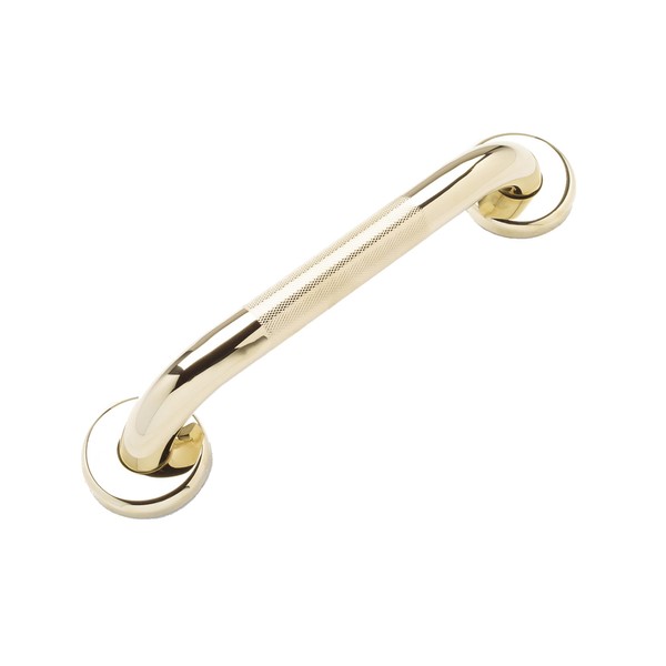 ADA Safety Grab Bar for Bathroom Shower Toilet Tub - Polished Brass/304 Stainless Steel/Knurled/ 16"