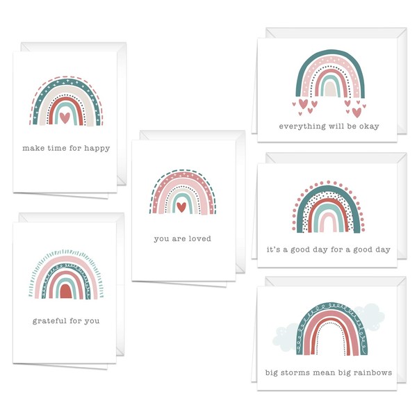 Canopy Street Encouraging Rainbow Notecards / 24 All Occasion Greeting Cards With Envelopes / 6 Uplifting Designs / 3 1/2" x 4 7/8" Note Cards