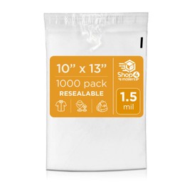 Shop4Mailers 10 x 13 Clear Plastic Poly Bags 1.5 Mil Self Seal Packaging for Apparel, Jewelry, Documents, Prints, Gifts, Storage – Resealable (1000 Pack)