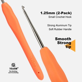 2Pcs 1.25mm Small Crochet Hooks, Ergonomic Small Lace Crochet Hook for Beginners, Crochet Needles for Crocheting, Smooth and Comfortable for Arthritis (1.25mm)