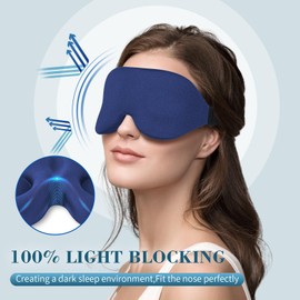 ZGGCD ZGGCD 3D Sleep Mask for Side Sleeper, Light Blocking Sleeping Eye Mask for Women Men, Contoured Cup Night Blindfold, Luxury Eye Cover Eye Shade with Adjustable Strap for Travel, Nap, Blue