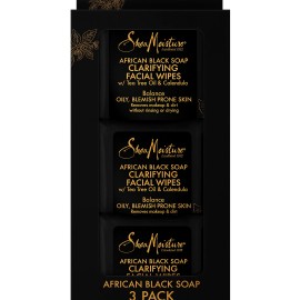 SHEA MOISTURE African Black Soap Facial Wipes 30 Count (3 Pack)