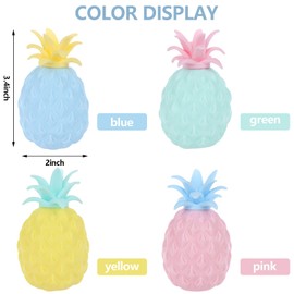 RUIYELE 4 Pieces Pineapple Stress Ball Yellow Fidget Toys Blue Pineapple Ventilation Ball Stress Relief Squishy Squeeze Ball Sensory Toy Gifts for Home & Office Summer Autism ADHD and Anxiety