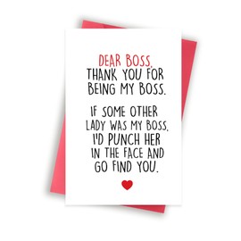Huameigf Happy Boss’s Day Card for Boss Lady, Cute Card Gifts for Boss Lady, Funny Boss Birthday Card from Employee, Dear Boss Lady Gifts for Women Her