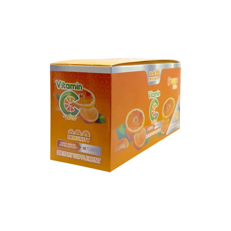 Vitamina C + Zinc 12 Tubos Con 10 Tabletas Naranja