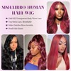 SISHAIRRO 34 Inch 99J Burgundy Lace Front Wigs Human Hair