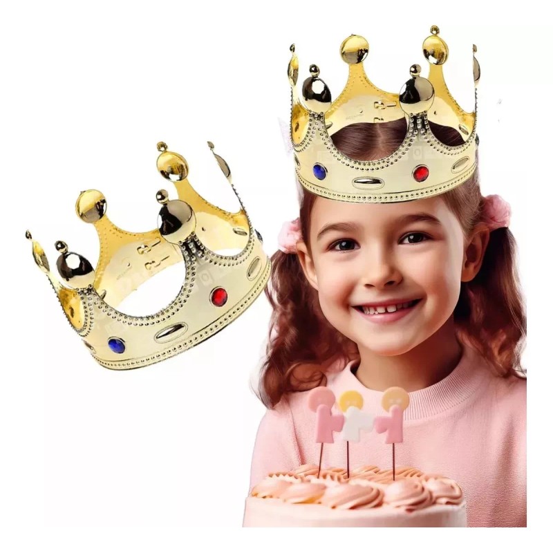 DAS 6 Coronas Rey Príncipe Dorada Plástico Boda Batucada Fiesta
