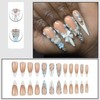 MouyouGlow Press on Nails Long, Stiletto Nude French 3D Crystal