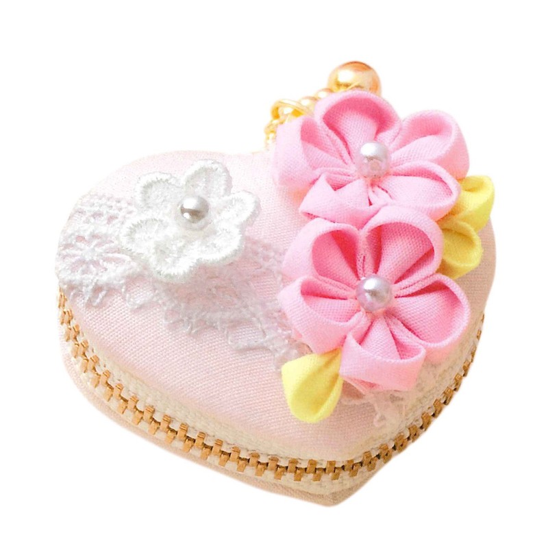 Panami つまみ細工 ハート型マカロンコインケース フェアリーピンク 製作キット CO-27