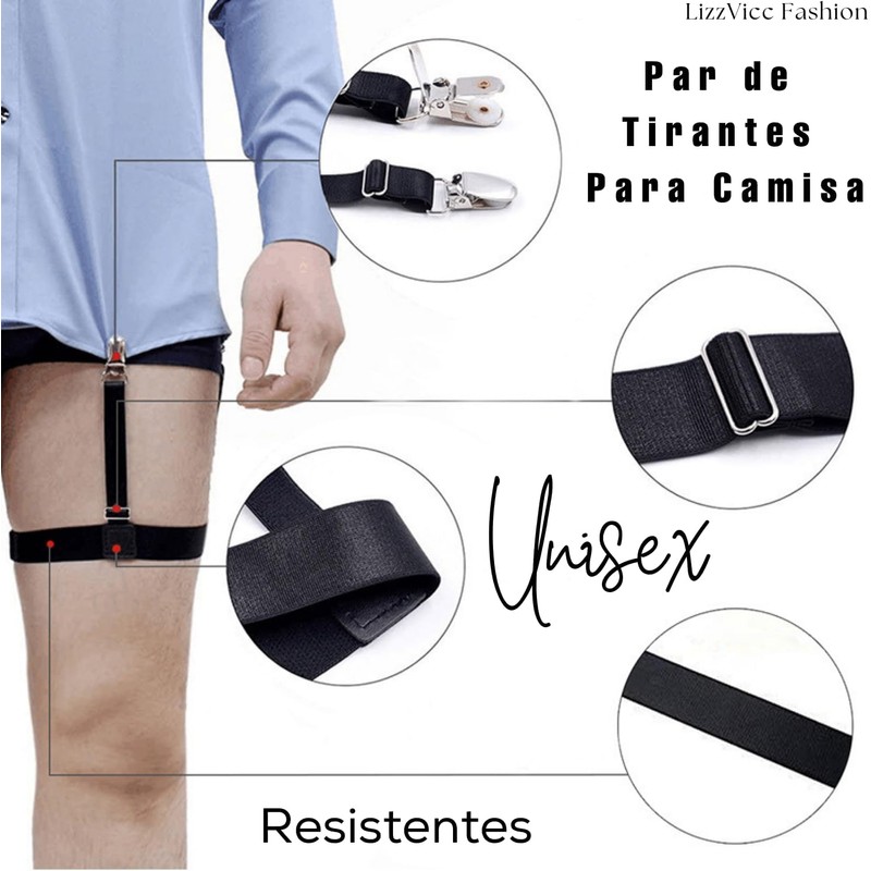 Par de Tirantes para Camisa 2 Sujetadores para Camisa Elasticos