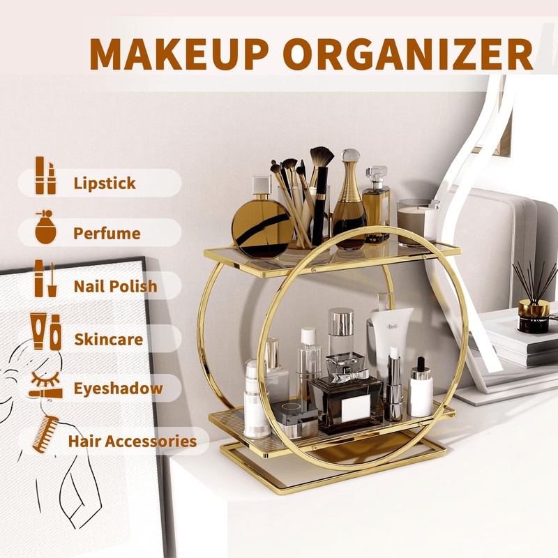YIWANFW Perfume Organizer for Dresser, 2 Tier Bathroom Counter Organizers