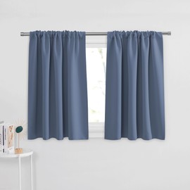 PONY DANCE Blue Haze Short Window Curtains for Kitchen 24 inch Long, 2 Panels Set Half Window Drapes for Bedroom Basement, Blackout Small Curtains for Travel Trailers, Width 29 x Length 24 inches