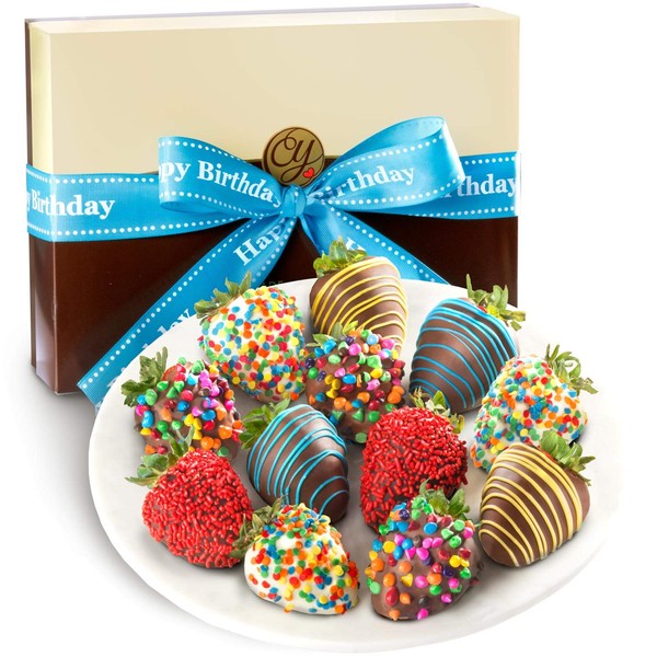 Golden State Fruit 12 Piece Happy Birthday Chocolate Covered Strawberries