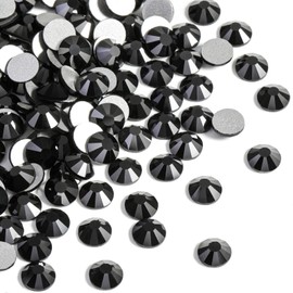 Beadsland 576pcs Flat Back Crystal Rhinestones Round Gems for Nail Art and Craft Glue Fix, Jet Hematite, SS30,6.3-6.5mm