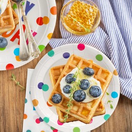 PCLMLES 100pcs Birthday Party Plates Disposable Tableware Set Colorful Polka Dots Paper Plates for 25 Guests Party Supplies Baby Shower(Include 7" & 9" Plates, Cups and Napkins)