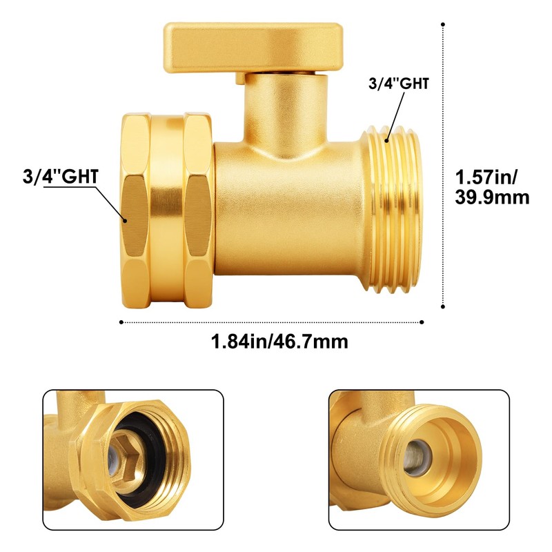 SIGURANTA Garden Hose Shut Off Valve, 3/4 Inch Solid Brass