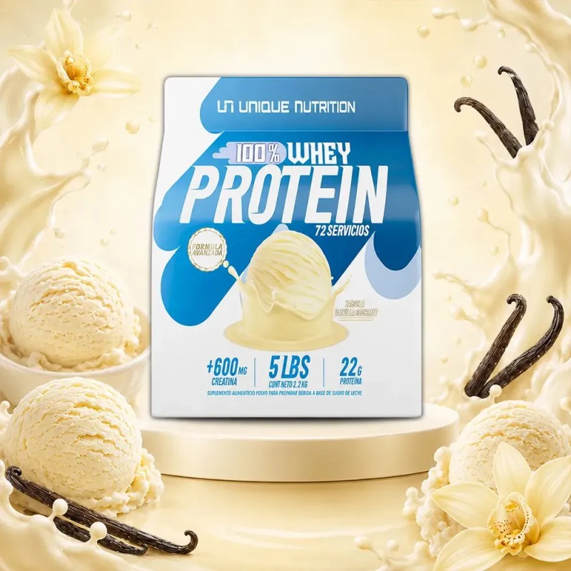 Proteina 100% Whey 2.2 Kg Unique Nutrition Sabor Vainilla