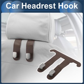 INFINAUTO Auto-Sitz-Kopfstützenhaken Innenzubehör für die meisten Autos, SUVs, LKW Auto-Sitz-Rückenlehnenaufhänger Haken Kunstleder Metall Tiefbraun 6,93"x8,19"
