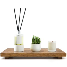 Large 16" Acacia Wood Riser Pedestal Stand – Farmhouse Wood Display Riser for Kitchen and Bathroom Décor - Counter Display, Plant Stand, Jewelry Holder, Vanity Tray, Candle Stand (L:16"x8"x1.57")